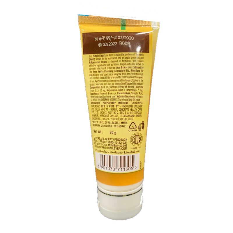 Lever Ayush Pimple Clear Turmeric Face Wash G For Clean Clear Skin