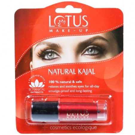 Lotus Herbals Natural Kajal Black, 4g- Relaxes & Soothes Eyes For All Day Smudge Proof & Long Lasting, 100% Natural & Safe